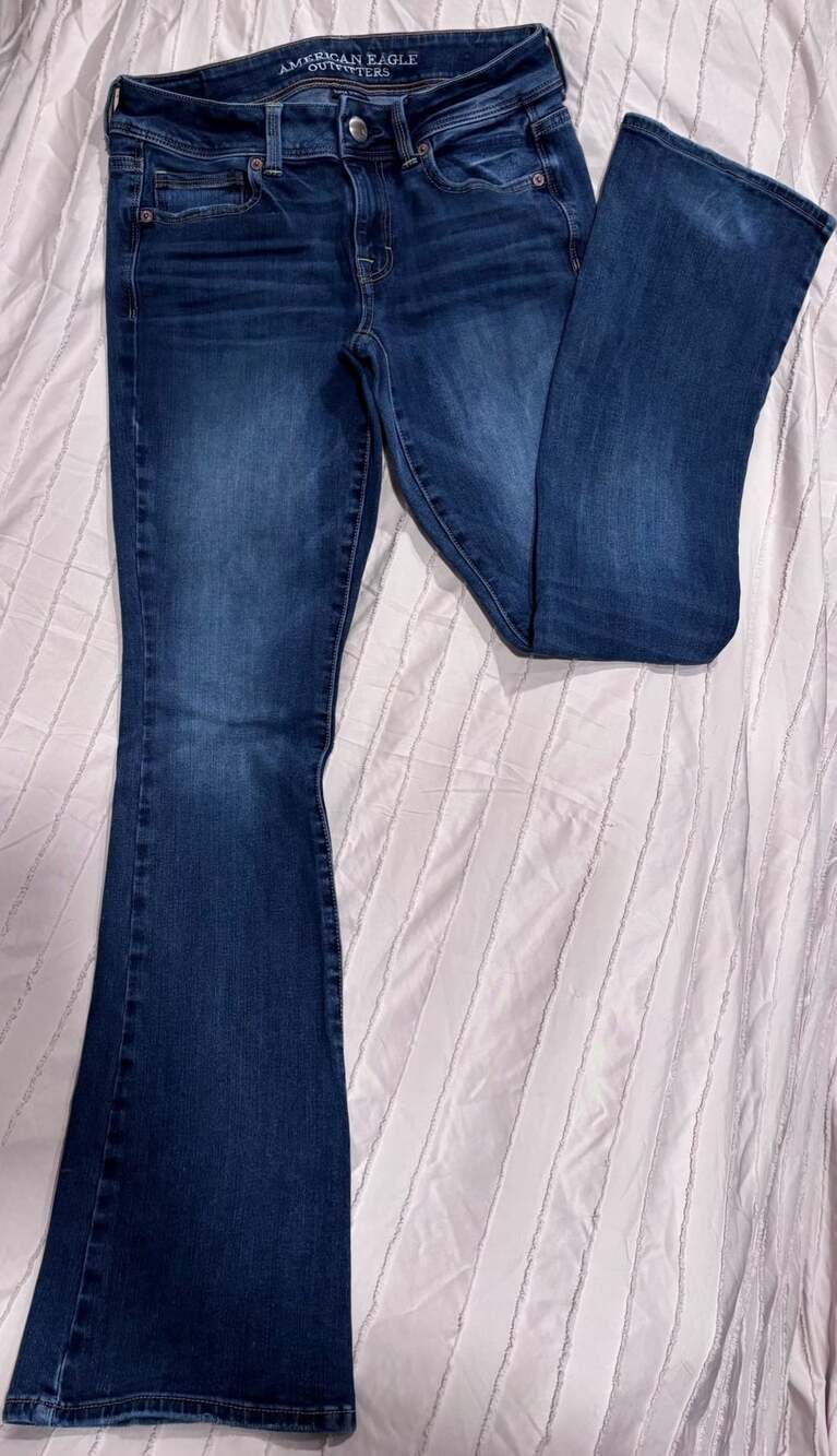 American Eagle Kick Boot Jeans Size 2 Regular Blue Stretch